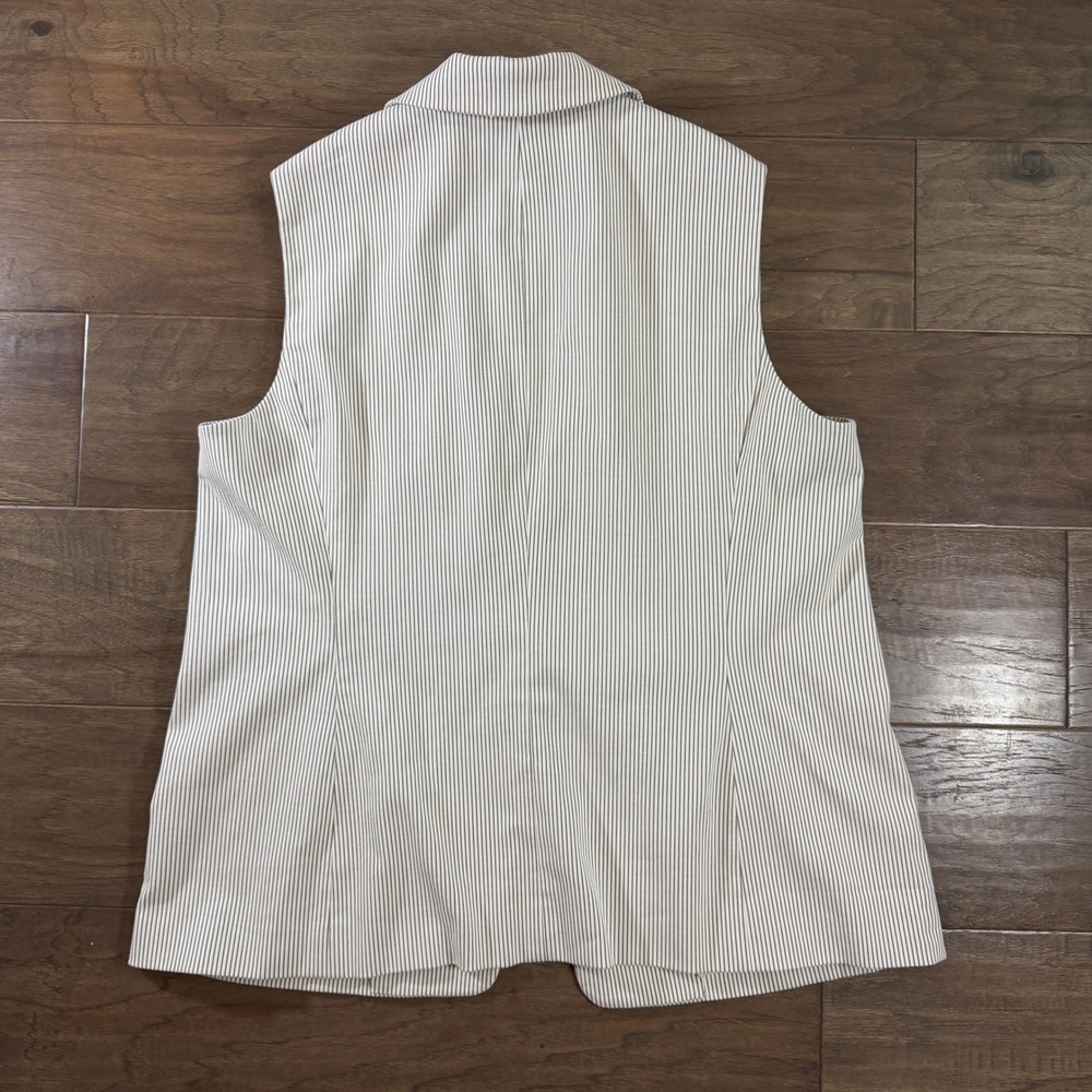 Kasper Womens Pinstripe Sleeveless Blazer Vest Cream Black‎ Size 16 - Picture 3 of 5